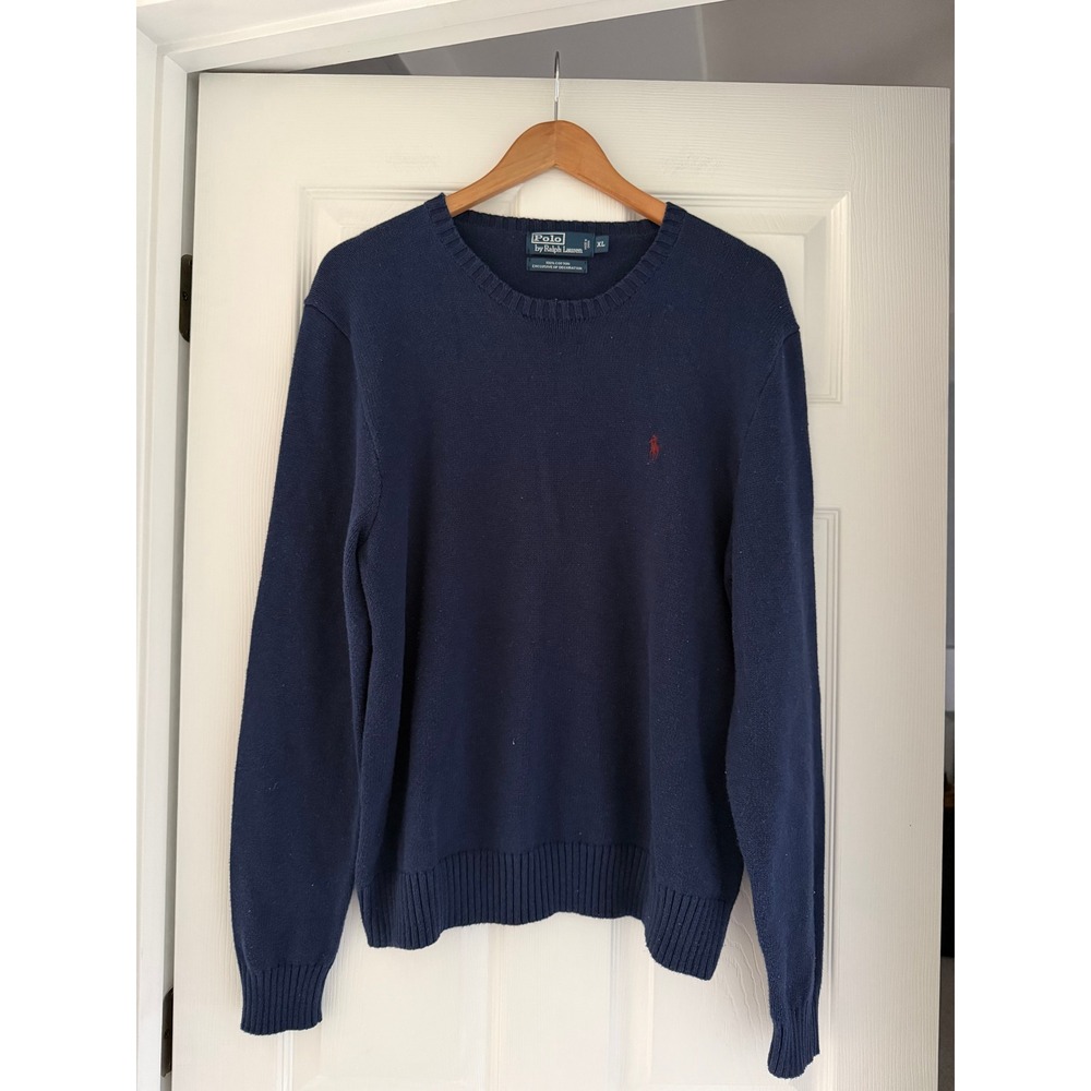 VTG Polo Ralph Lauren Knit Navy Sweater Preppy Casual Cabincore